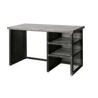 MASSIVMOEBEL24.DE MASSIVMOEBEL24 Schreibtisch Mango 122x52x76 grau lackiert HEAVY INDUSTRY