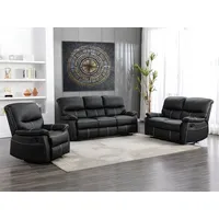 Vente-unique Vente-unique-Couchgarnitur Relax 3+2+1 - Kunstleder - Schwarz -
