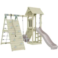 OUTDOORTOYS Spielturm Trondheim mit Babyschaukel Altrosa