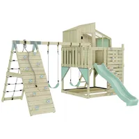 OUTDOORTOYS Spielturm Finn aus Holz in Grün Kinderschaukel