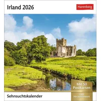 Harenberg Irland Sehnsuchtskalender 2026 - Wochenkalender mit 53 Postkarten