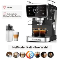 KB Elements Siebträgermaschine, automatische Milchaufschäumfunktion, Espresso freddo Funktion, 20