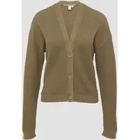 QS Strickjacke mit Strukturmuster und Knöpfen, Damen, Grün, XL