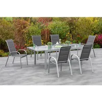 Merxx Gartenmöbel-Set Amalfi di Lusso 7-teilig Semi Ausziehtisch Anthrazit