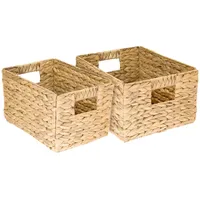 HMF Aufbewahrungskorb faltbarer Korb geflochten aus Wasserhyazinthe Seegras 2er