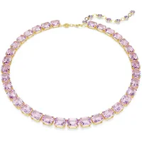 Swarovski Millenia Tennis Halskette, Oktagon-Schliff, Violett, Goldlegierungsschicht, Einheitsgröße