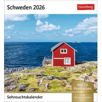 Harenberg Schweden Sehnsuchtskalender 2026 - Wochenkalender mit 53 Postkarten