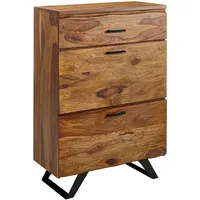 FineBuy Kommode mit 3 Schubladen Baumkante Design Sideboard Highboard