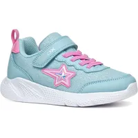 GEOX J SPRINTYE Girl A Sneaker, Sky/Fuchsia, 35 EU