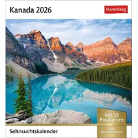 Harenberg Kanada Sehnsuchtskalender 2026 - Wochenkalender mit 53 Postkarten