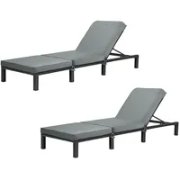 Svita PEACH Gartenliege mit Polsterauflage Klappbar Polyrattan Schwarz