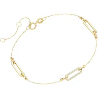Luigi Merano Armband mit länglichen Gliedern, Zirkonia Steinen, Gold