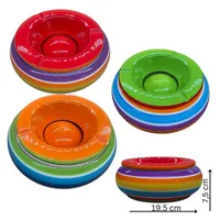 Riyashop Wind Aschenbecher STRIPE Tischachenbecher Ascher Deckel Bunt Streifen