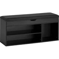 FineBuy Garderobenbank 104 cm Sitzbank Kunstleder Flurbank Schwarz