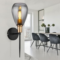 GLOBO Wandleuchte, schwarz Glas rauch, H 48 cm