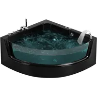 Beliani Whirlpool-Badewanne, schwarz Kunststoff, Dreieckig, 135x59x190 cm MARINA (260