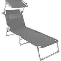 Tectake Gartenliege 4-stufig mit Kopfpolster