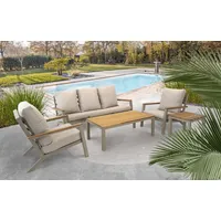 Lesli Living Donnan Loungeset matt-taupe/beige/Bambus
