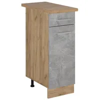 Vicco Küchenunterschrank R-Line, Beton/Goldkraft Eiche, 30 cm, AP Eiche