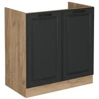 Vicco Spülenunterschrank R-Line, Anthrazit Landhaus/Goldkraft Eiche, 80 cm ohne