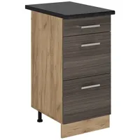 Vicco Küchenunterschrank R-Line, Edelgrau, 40 cm mit Schubladen, AP