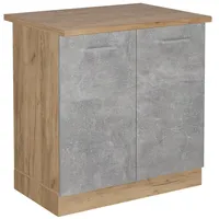 Vicco Spülenunterschrank R-Line, Beton/Goldkraft Eiche, 80 cm, AP Eiche