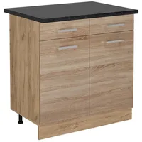 Vicco Küchenunterschrank R-Line, Sonoma/Goldkraft Eiche, 80 cm, AP Anthrazit