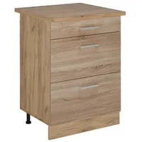 Vicco Küchenunterschrank R-Line, Sonoma, 60 cm mit Schubladen, AP