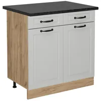Vicco Küchenunterschrank R-Line, Weiss Landhaus/Goldkraft Eiche, 80 cm, AP