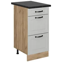 Vicco Küchenunterschrank R-Line, Weiß Landhaus, 40 cm mit Schubladen,