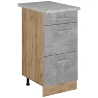 Vicco Küchenunterschrank R-Line, Beton, 40 cm mit Schubladen, AP