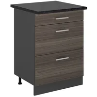 Vicco Küchenunterschrank R-Line, Edelgrau/Anthrazit, 60 cm mit Schubladen, AP
