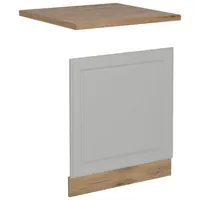 Vicco Geschirrspülblende R-Line, Geschirrspüler Fronttür, Weiß Landhaus/Goldkraft Eiche, 60