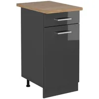 Vicco Küchenunterschrank R-Line, Anthrazit Hochglanz/Anthrazit, 40 cm, AP Eiche