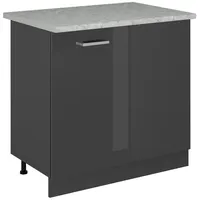 Vicco Eckunterschrank R-Line, Anthrazit Hochglanz/Anthrazit, 86 cm AP Marmor