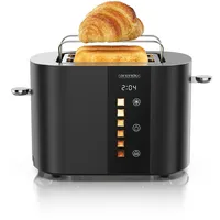 Arendo Toaster Edelstahl, 800W, Display mit Restzeitanzeige, Brötchenaufsatz, Defrost