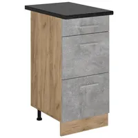 Vicco Küchenunterschrank R-Line, Beton, 40 cm mit Schubladen, AP