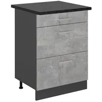 Vicco Küchenunterschrank R-Line, Beton/Anthrazit, 60 cm mit Schubladen, AP