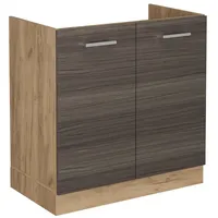Vicco Spülenunterschrank R-Line, Edelgrau/Goldkraft Eiche, 80 cm ohne Arbeitsplatte