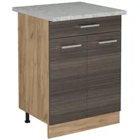 Vicco Küchenunterschrank R-Line, Edelgrau/Goldkraft Eiche, 60 cm AP Marmor