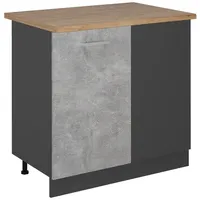 Vicco Eckunterschrank R-Line, Beton/Anthrazit, 86 cm, AP Eiche