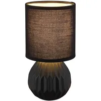 GLOBO Tischlampe schwarz Keramik Nachttischlampe Tischleuchte Beistelllampe Wohnzimmerlampe Textil,