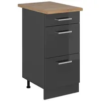 Vicco Küchenunterschrank R-Line, Anthrazit Hochglanz/Anthrazit, 40 cm mit Schubladen,