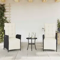 VidaXL Gartensessel mit Fußteil 2 Stk. Verstellbar Schwarz Poly