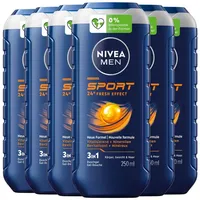 NIVEA MEN Sport Duschgel 3in1 Körper Gesicht Haar 6x250