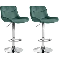 CLP 2er Set Barhocker Vonore Samt grün/chrom