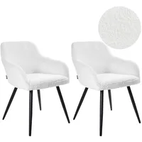 Beliani Esszimmerstuhl 2er Set Bouclé cremeweiß schwarz