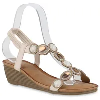 VAN HILL Damen Keilsandaletten in Beige