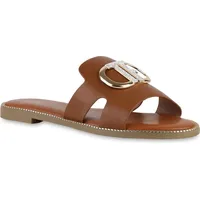 VAN HILL Damen Pantoletten Sandalen Strass Nieten Cut-Outs Schuhe
