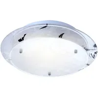 GLOBO Glas Deckenleuchte 1 E27 rund chrom